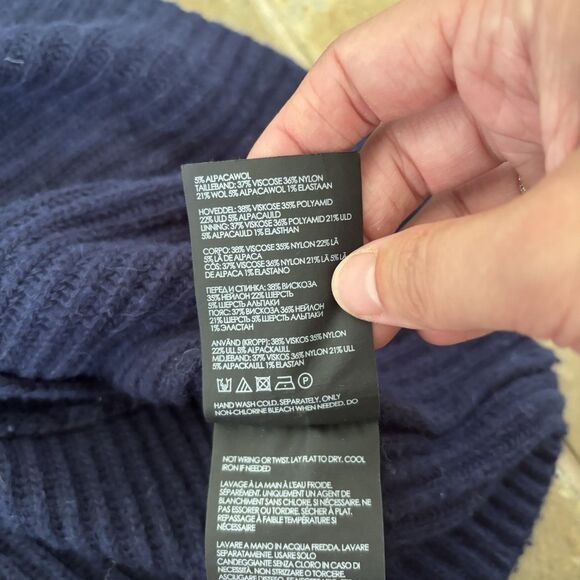 Club Monaco Sweater Womens Size Medium Wool Blend Alpaca Wool Blue Bubble Sleeve - Picture 9 of 9